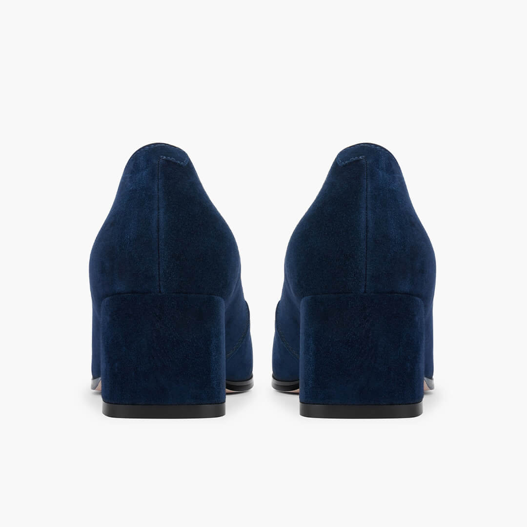 *DIARA NAVY - suede chunky heel pumps