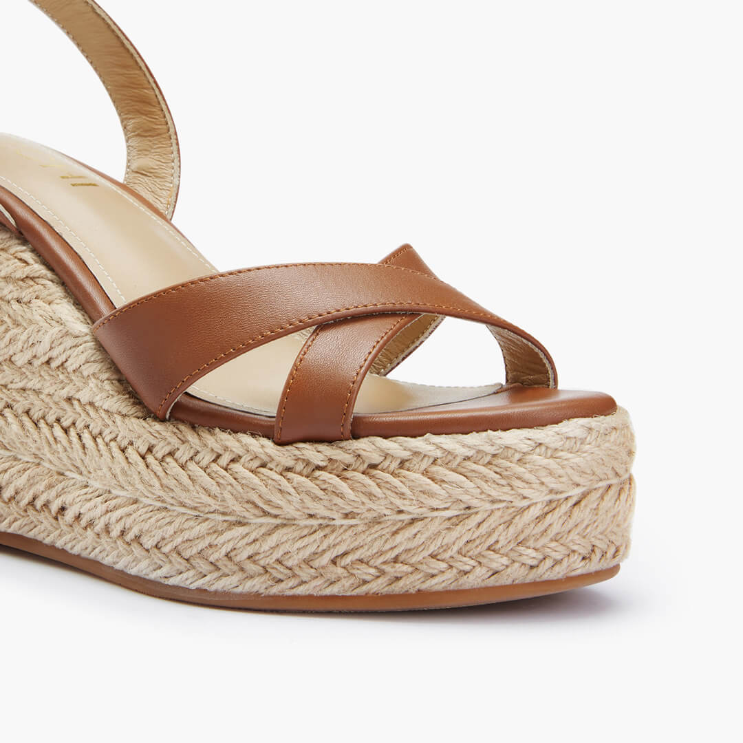 *SANLY - brown x-strap espadrille