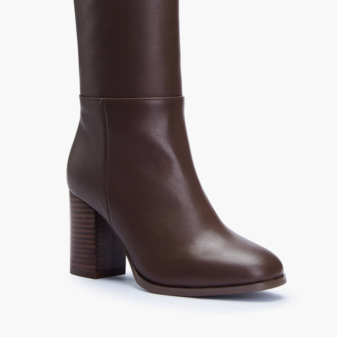 *EVIE - brown leather knee boots