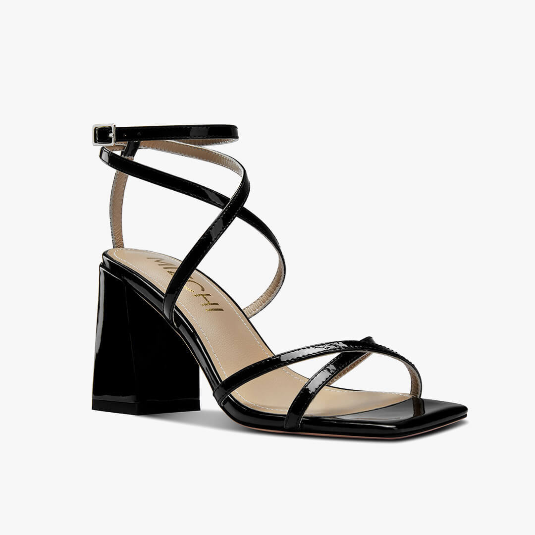 *ADAGIO - black patent strappy sandals