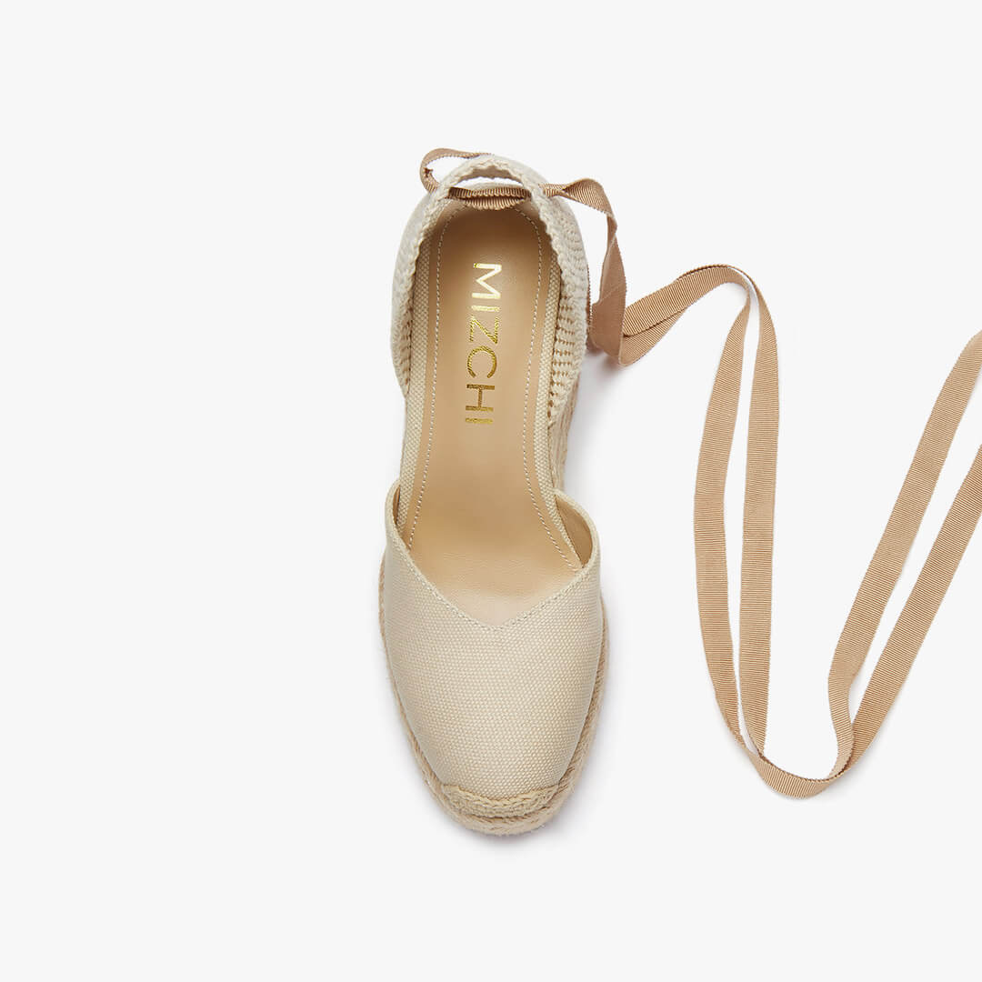 *Monaco 10 - Beige Wedge Espadrilles