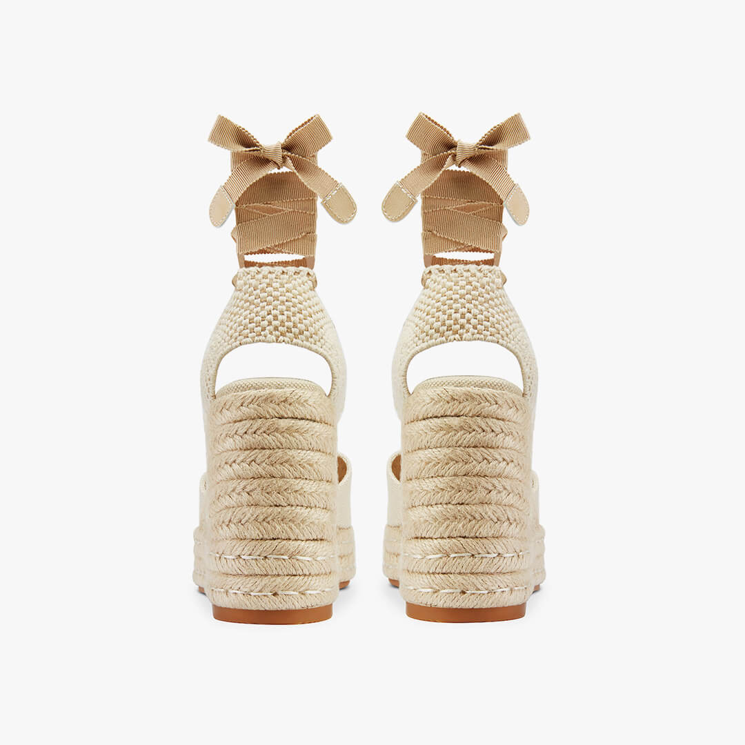 *Monaco 10 - Beige Wedge Espadrilles