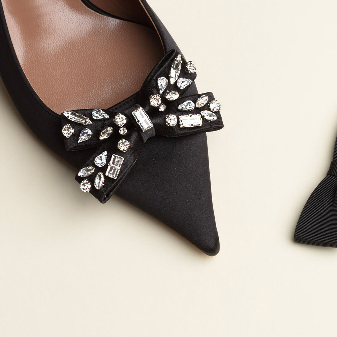 DEANNA - jeweled bow pumps