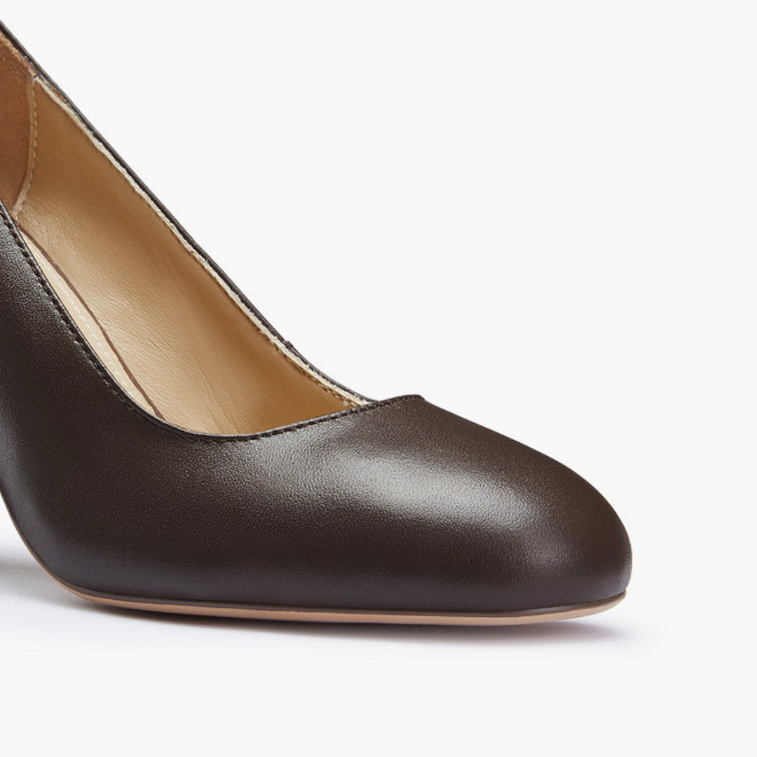 *ESHA - brown leather chunky high heel pump