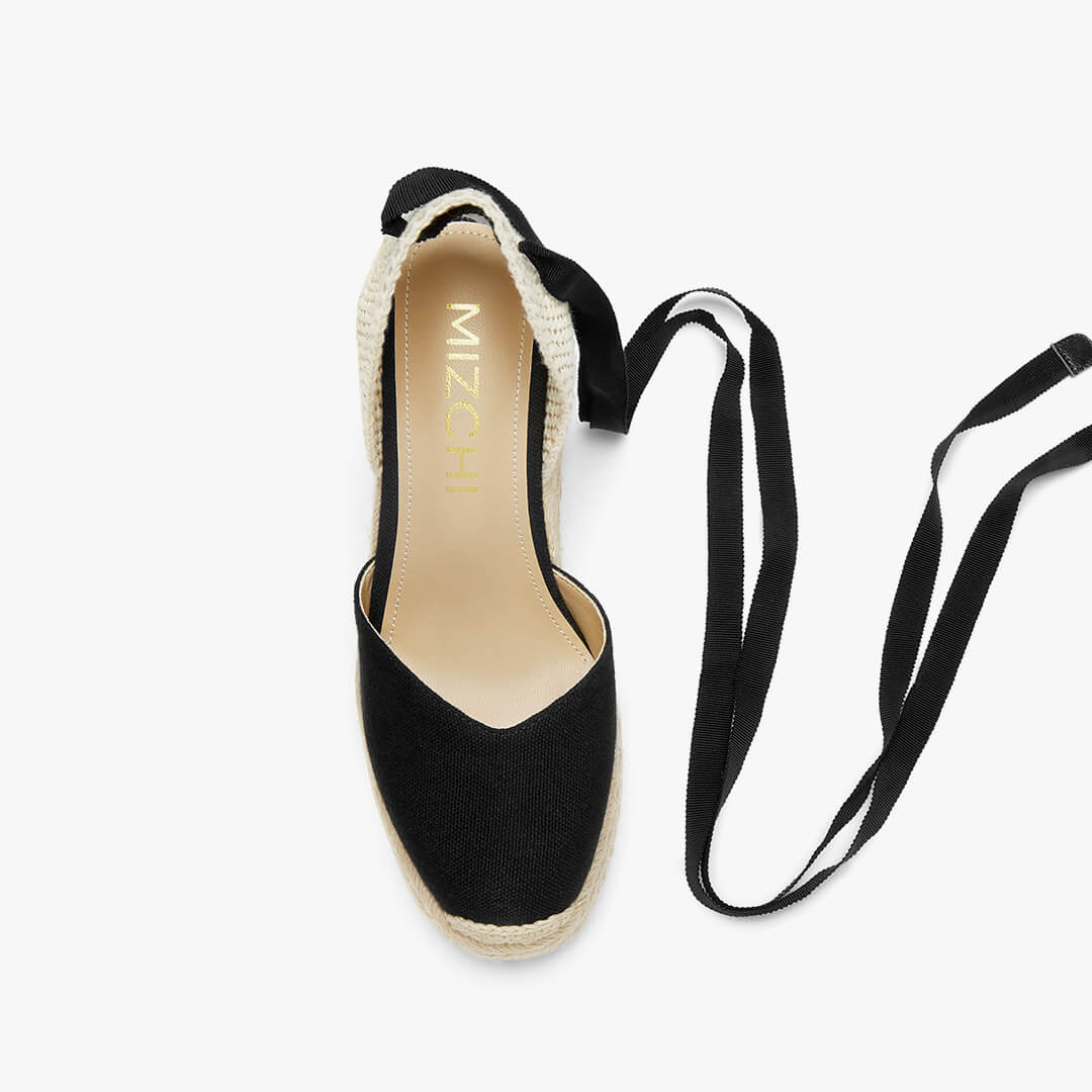 *Monaco 10 - Black Wedge Espadrilles