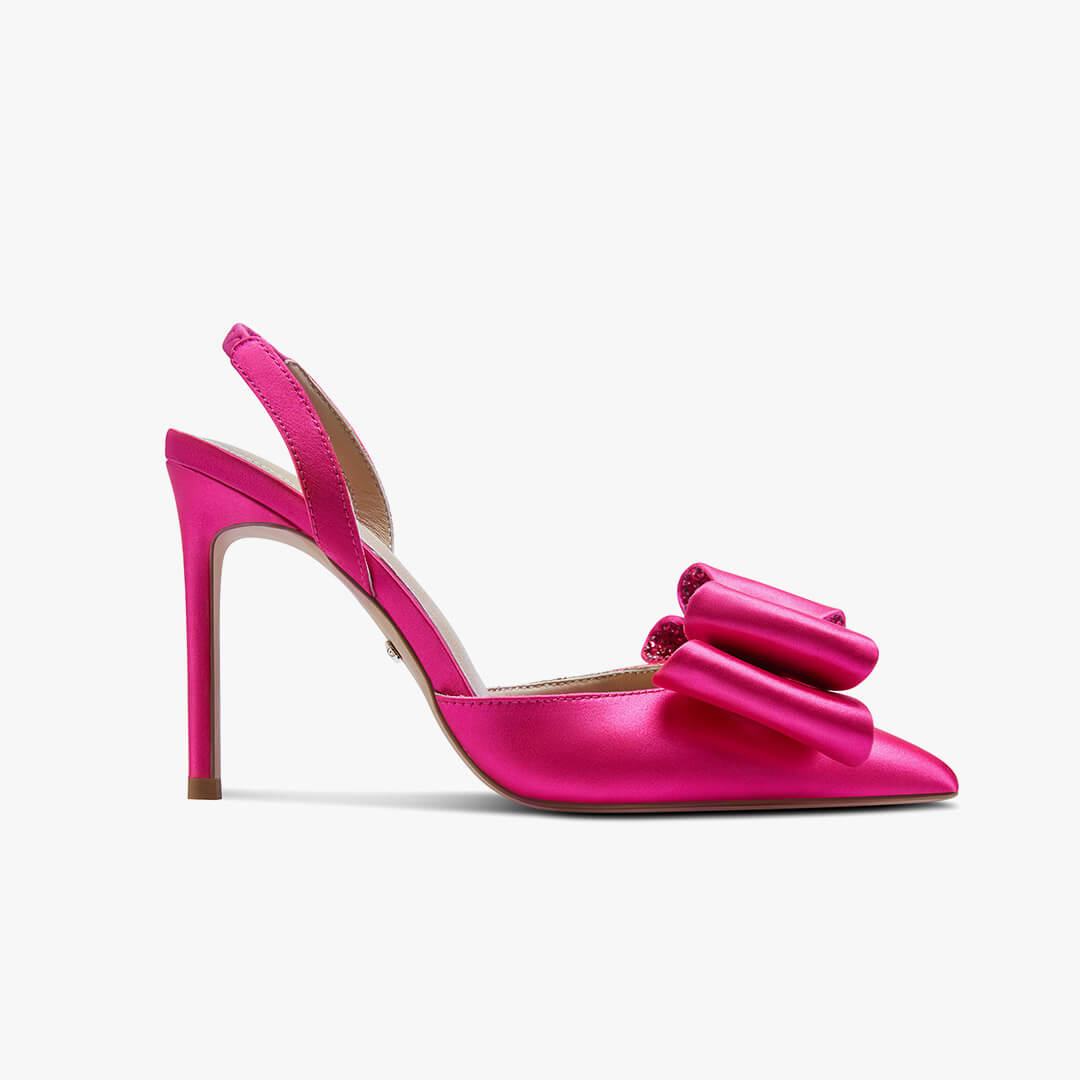 *ELYSIA - pink satin bow slingback