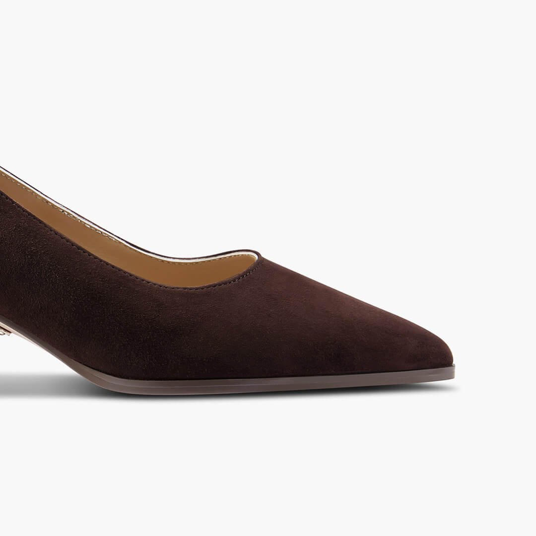 *DIARA CHOCOLATE - suede chunky heel pumps