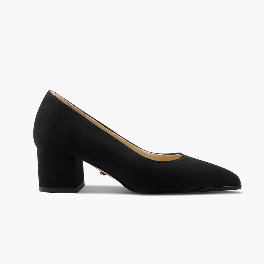 *DIARA BLACK - suede chunky heel pumps