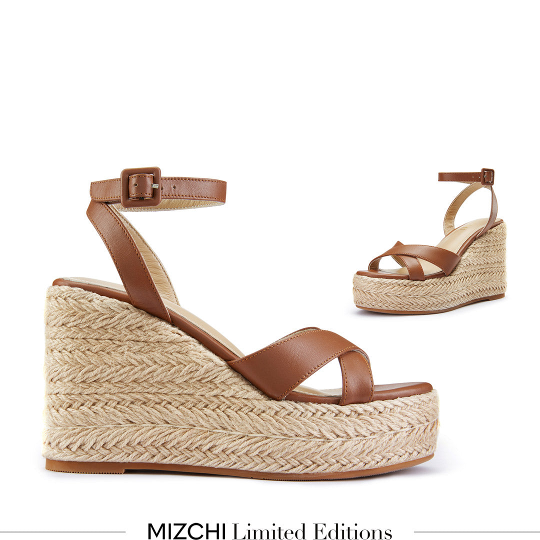 *SANLY - brown x-strap espadrille