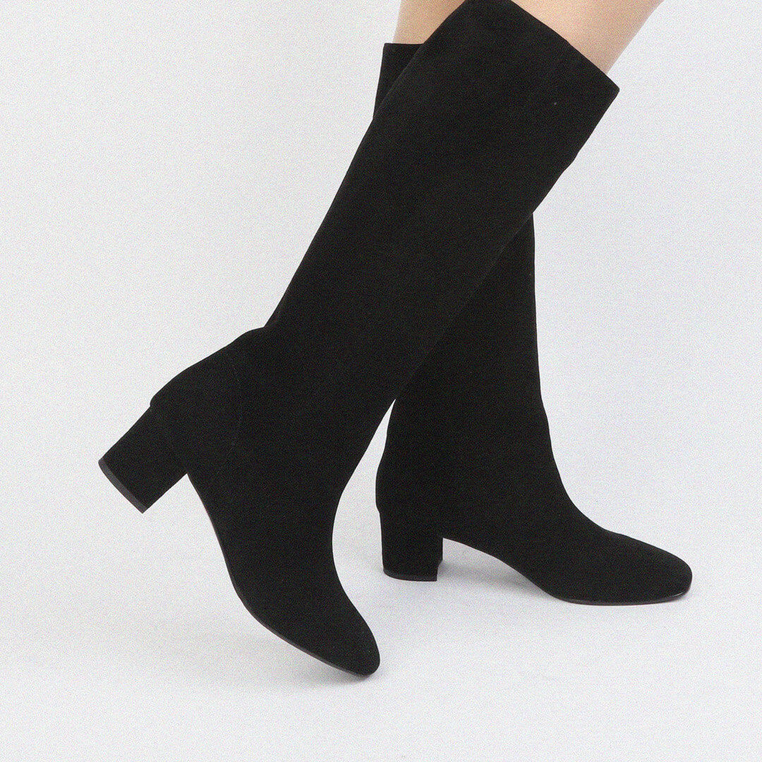 DEVII - suede mid heel boots