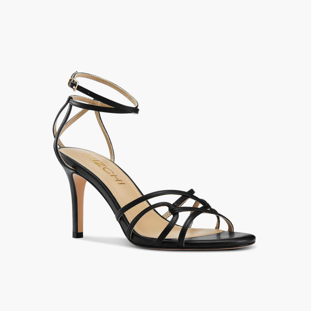 *ASTOR - black leather strappy sandal