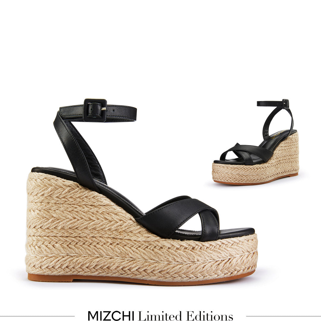 *SANLY - black x-strap espadrille