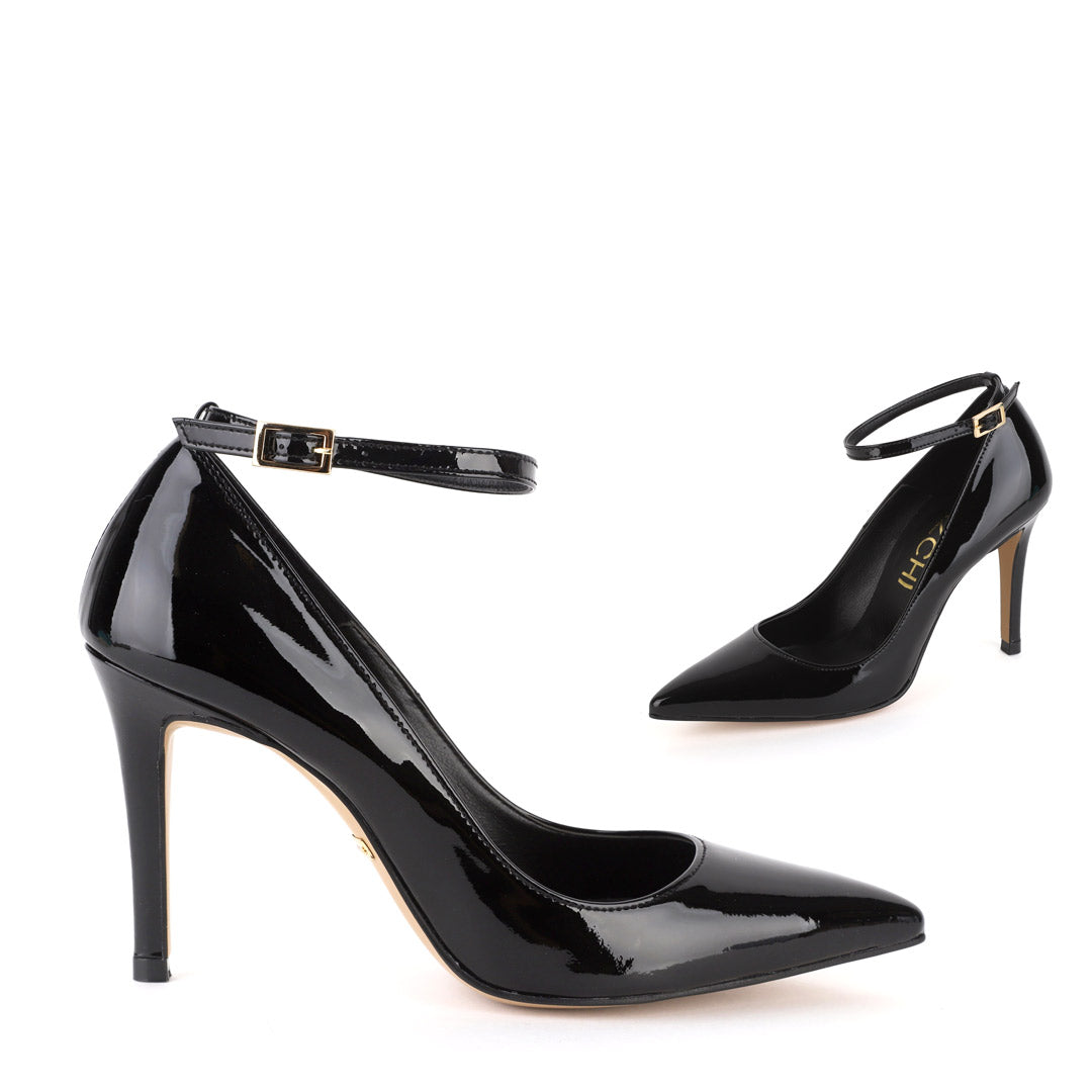 ROBIN BLACK PATENT- ankle strap