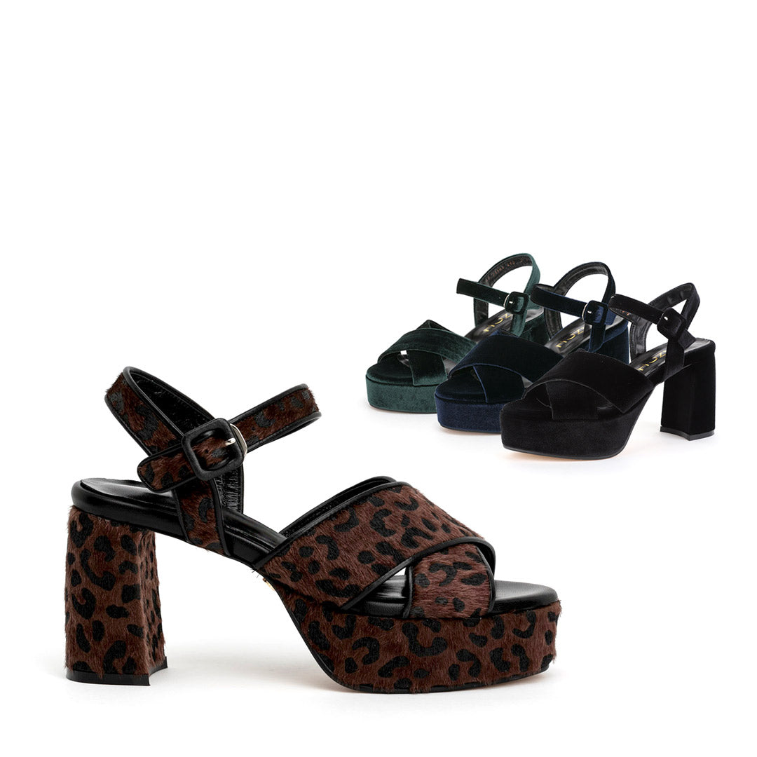 KAST - velvet platform sandal