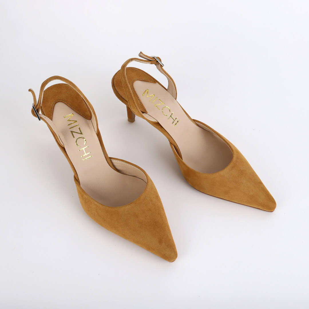 TESORO - camel suede slingback