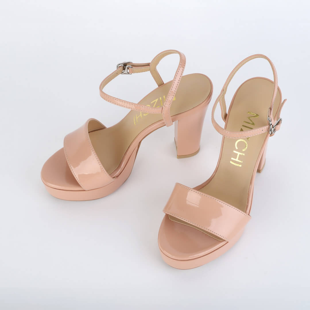 SAMI BEIGE PATENT - high platform