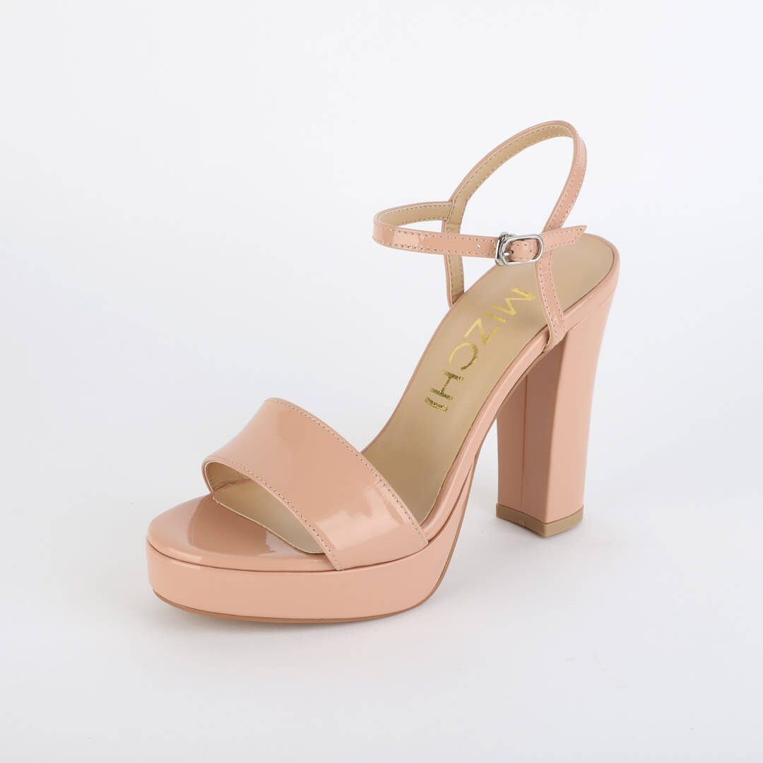 SAMI BEIGE PATENT - high platform