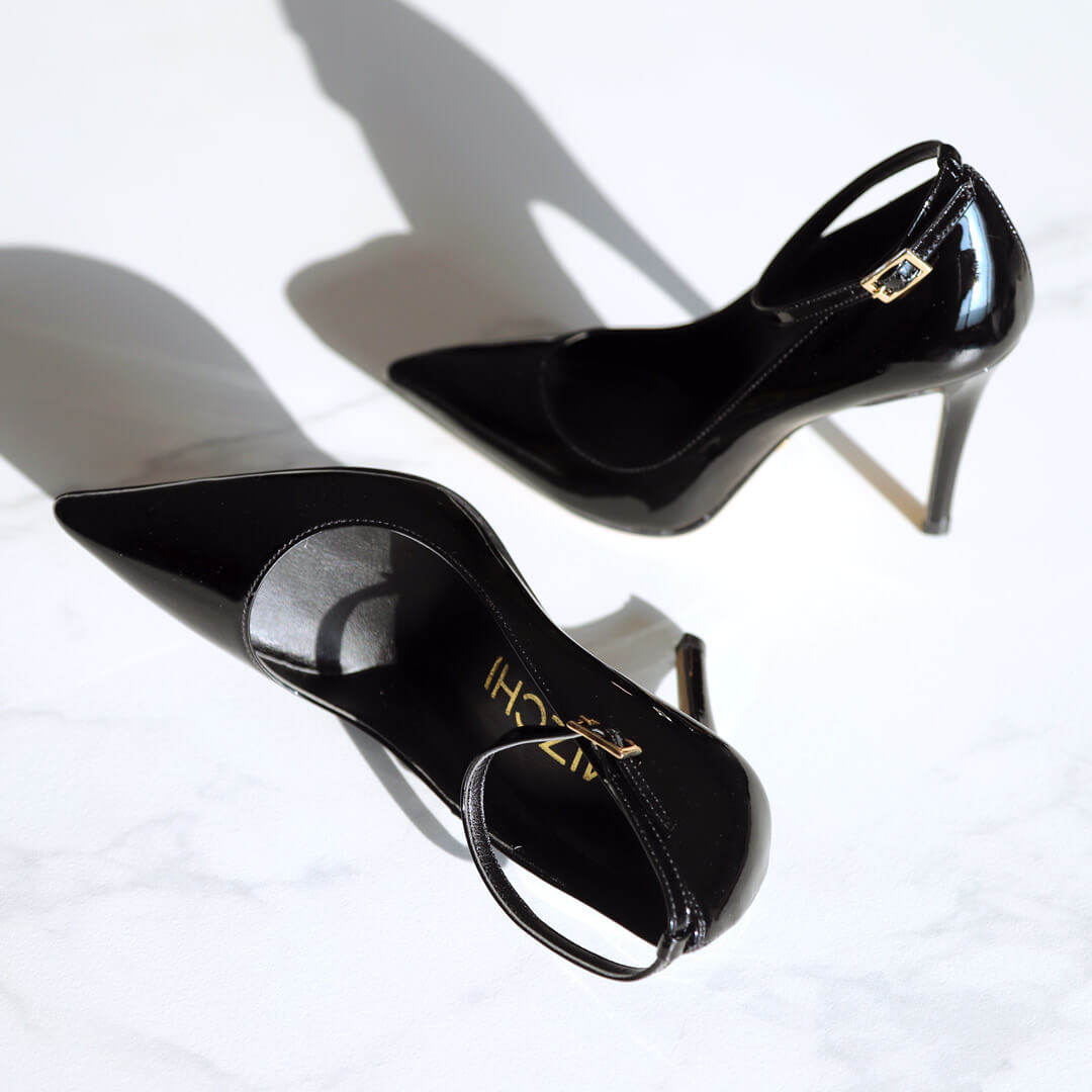 ROBIN BLACK PATENT- ankle strap