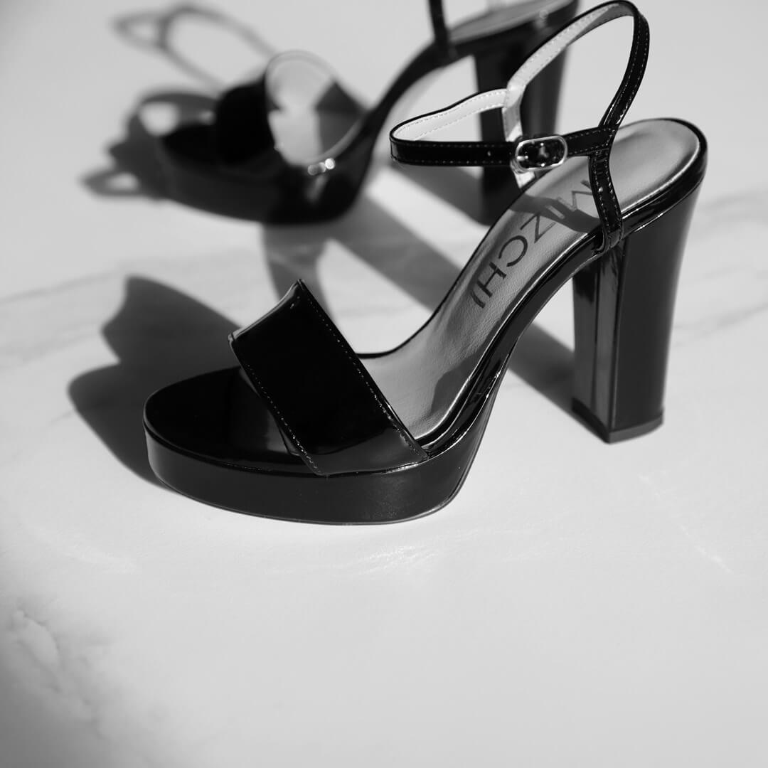 SAMI BLACK PATENT - high platform