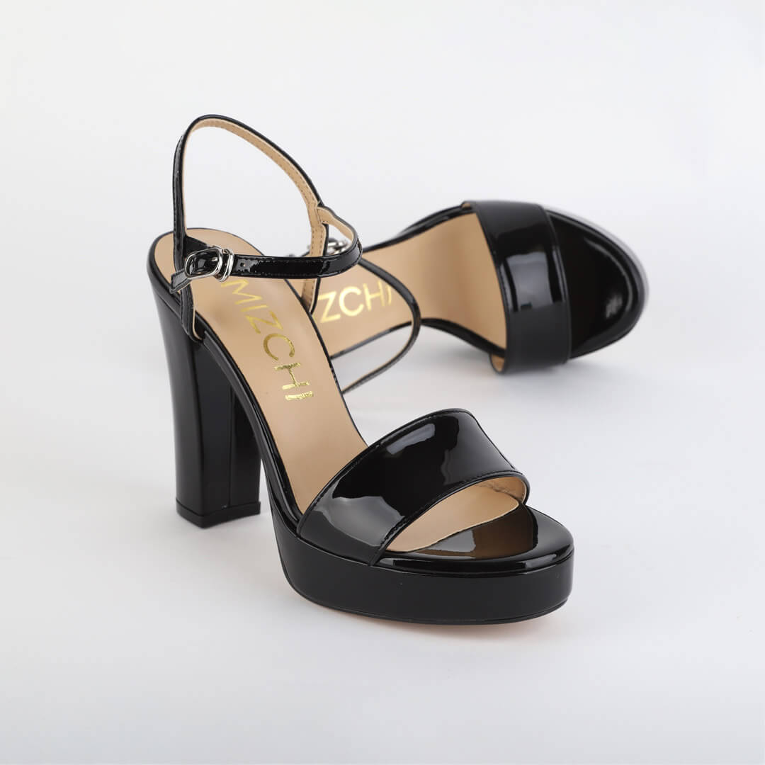 SAMI BLACK PATENT - high platform