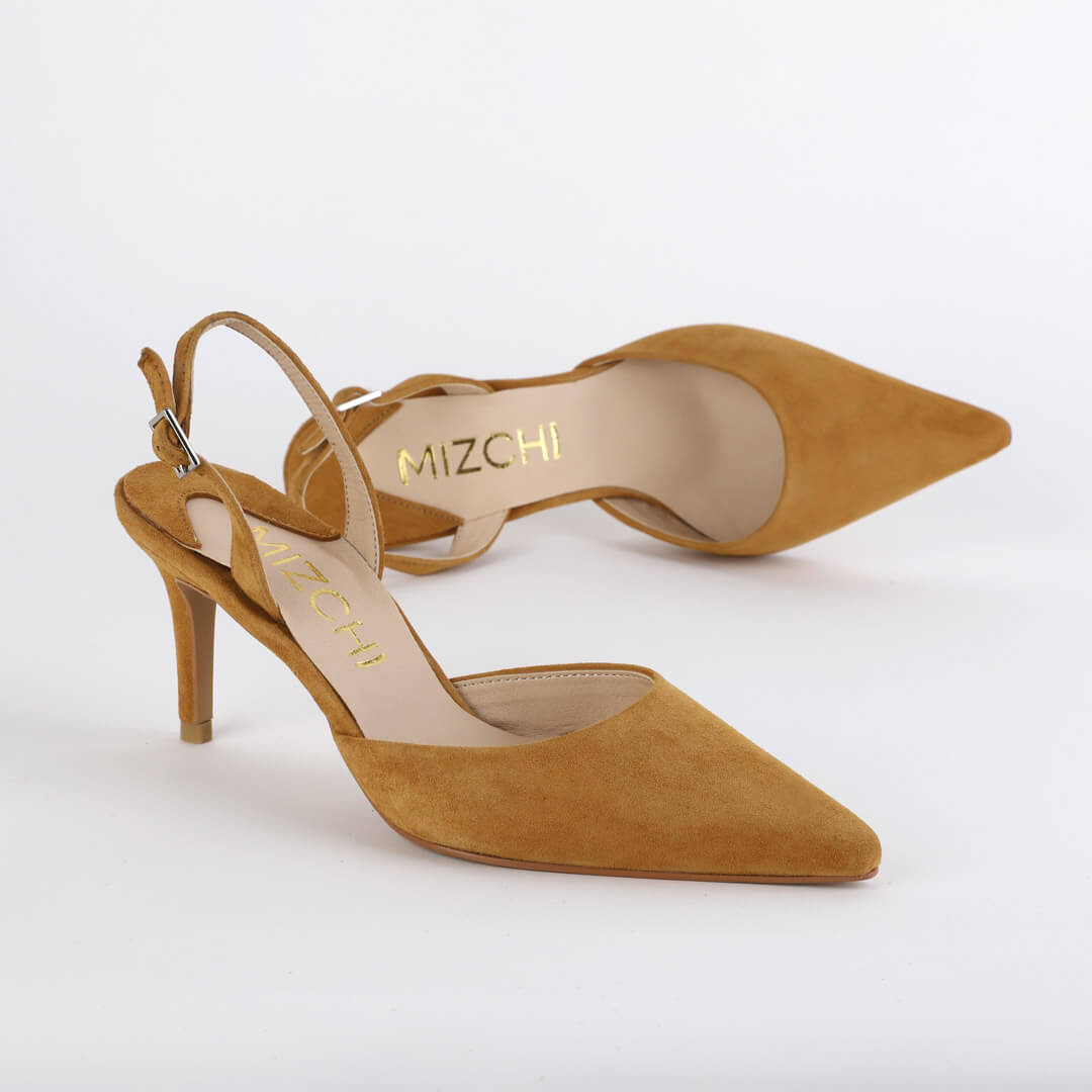 TESORO - camel suede slingback