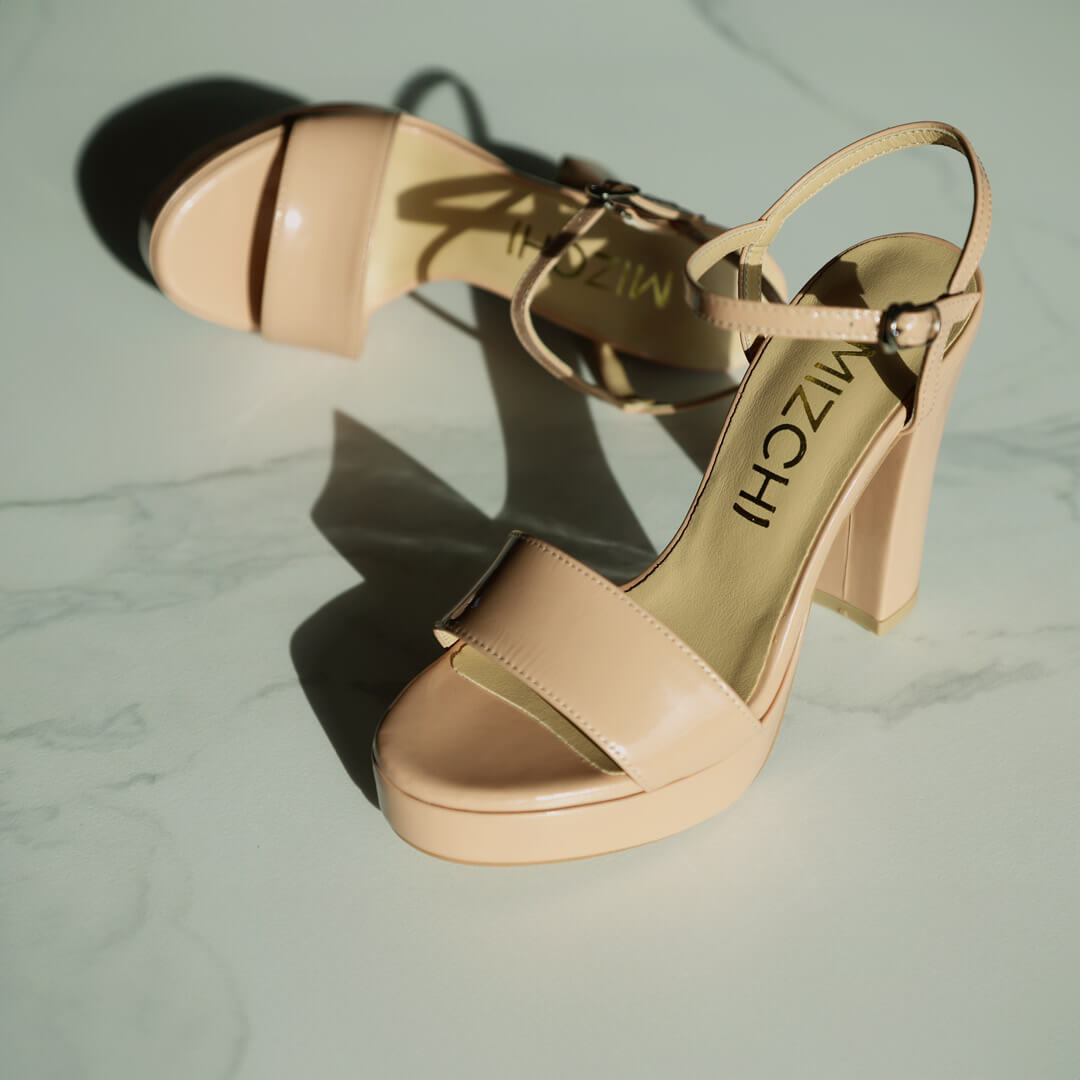 SAMI BEIGE PATENT - high platform